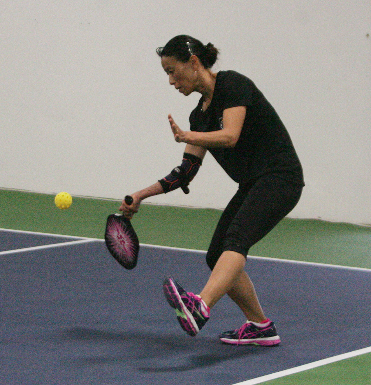 Takako Tourangeau displays her pickleball skills. DENNIS BOX, Reporter