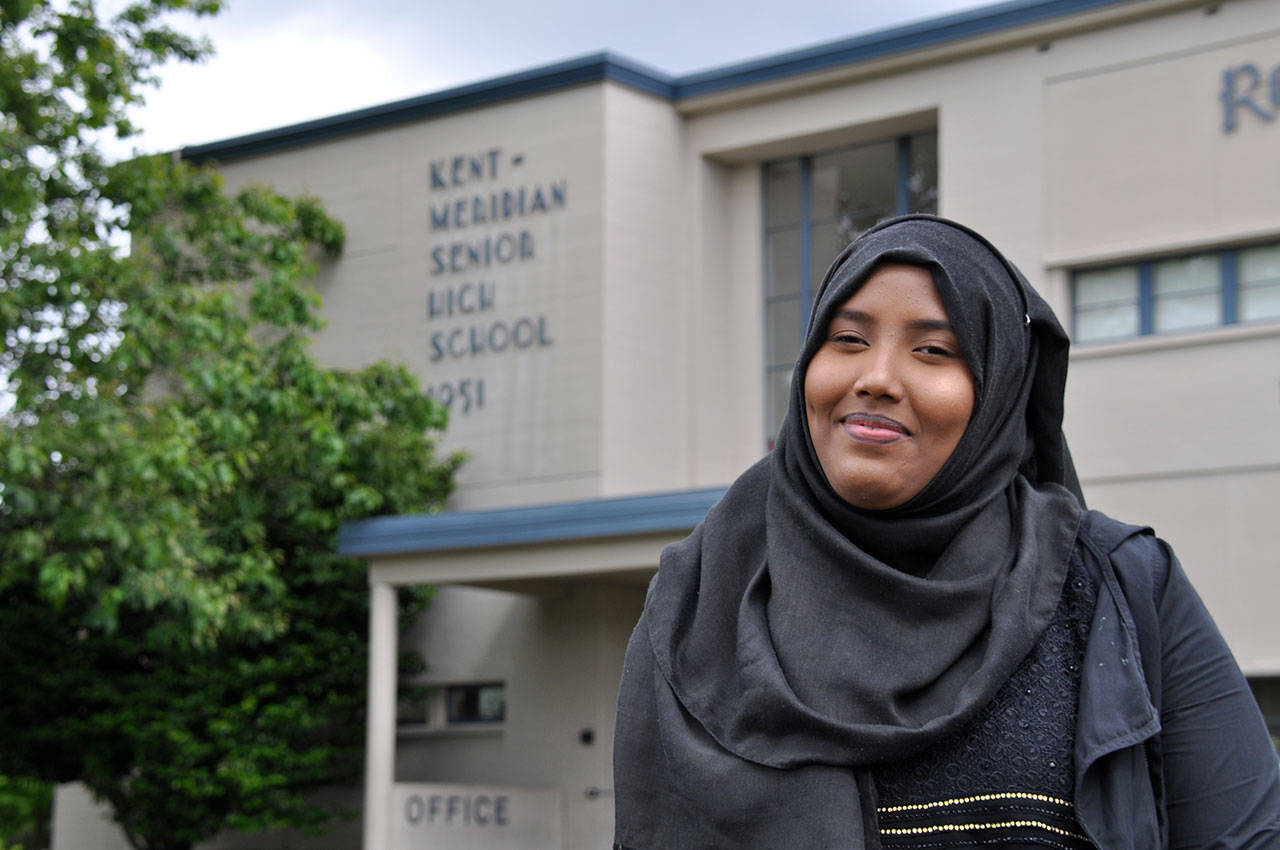 Amal Ahmed, a senior at Kent-Meridian High School, did not speak English when she started her freshman year of high school. HEIDI SANDERS, Kent Reporter