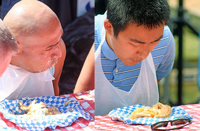 Pie eating contest winners included Hugo Roman, left, and Matthew Shull. Reporter photos