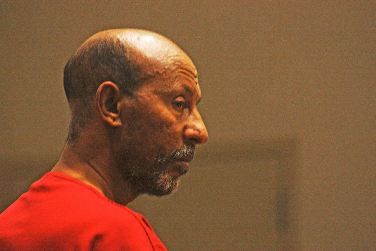 Aregay Tesfamariam appears at his arraignment Monday in courtroom GA of the Maleng Regional Justice Center. The 54-year-old Kent man pleaded not guilty to allegedly murdering his wife on Aug. 23. The defendant remains in jail with bail set at $1 million. MARK KLAAS, Kent Reporter