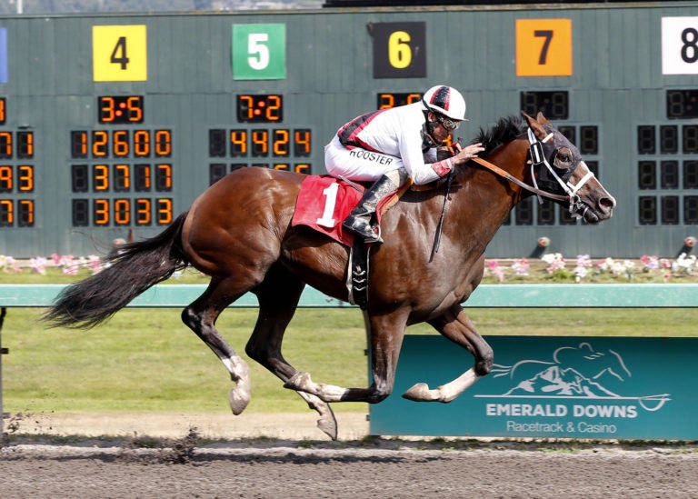 My Heart Awakens is the 5-2 morning line favorite to capture the $65,000 Gottstein Futurity on Sunday, closing day at Emerald Downs. COURTESY TRACK PHOTO