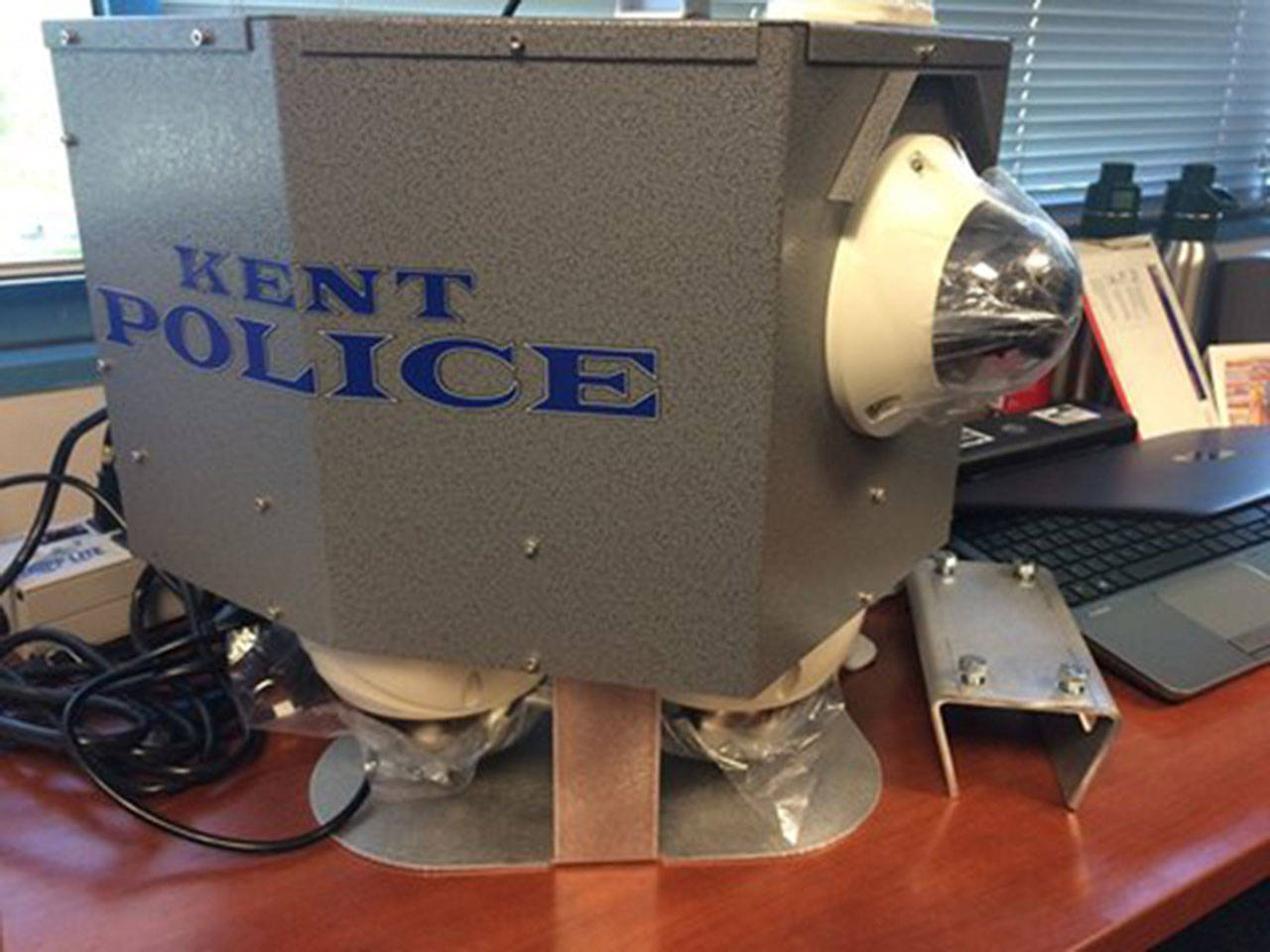 A Kent Police portable observation camera. The department has placed two cameras in town to help deter crime and capture video surveillance of potential crime activity. Courtesy Photo/Kent Police