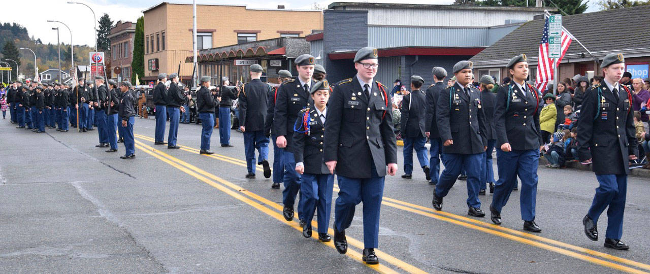 The Graham-Kapowsin High School JROTC won the Admiral’s Award for Best Military Entry at the parade. RACHEL CIAMPI, Auburn Reporter