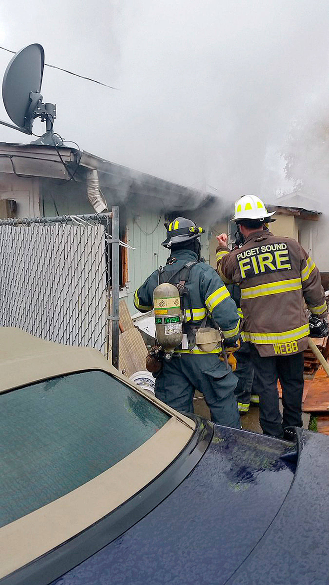 Puget Sound Fire responds Thursday afternoon to a garage fire in the 700 block of Second Avenue North. COURTESY PHOTO, Puget Sound Fire