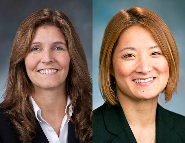 Reps. Tina Orwall, D-Des Moines, left, and Mia Gregerson, D-SeaTac. FILE PHOTOS