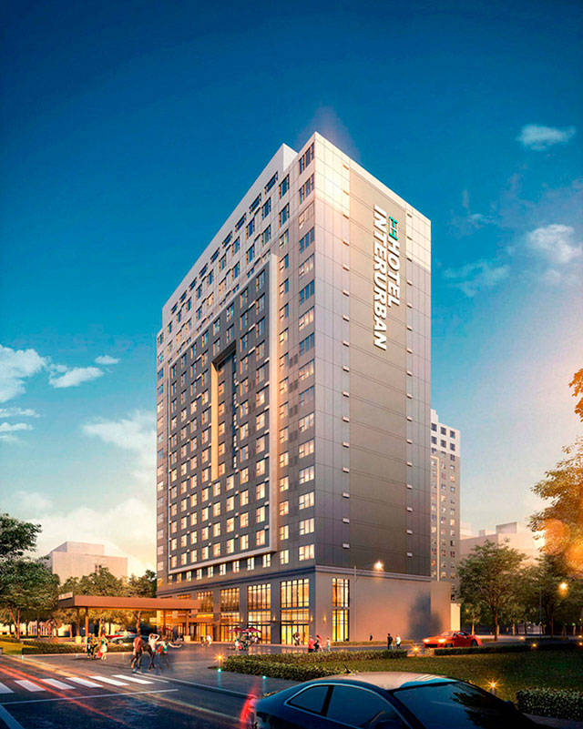 Hotel Interurban is slated to open in Tukwila next spring on the former Circuit City property at 224 Andover Park E. COURTESY GRAPHIC, Hotel Interurban