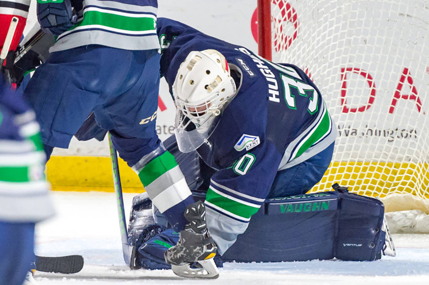 Thunderbirds goalie Liam Hughes came up big in the win. COURTESY PHOTO, Brian Liesse, T-Birds