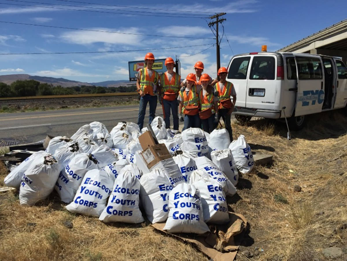 Ecology Youth Corps crews cleaned more than 5,000 miles of roads and picked up more than 1.1 million pounds of litter last year. COURTESY PHOTO