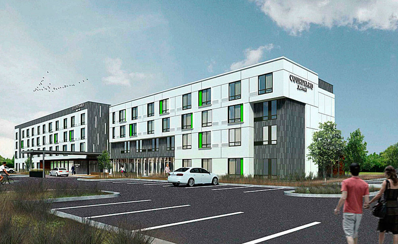 A rendering of what a hotel could look like if built on the Naden property in Kent. COURTESY GRAPHIC, city of Kent