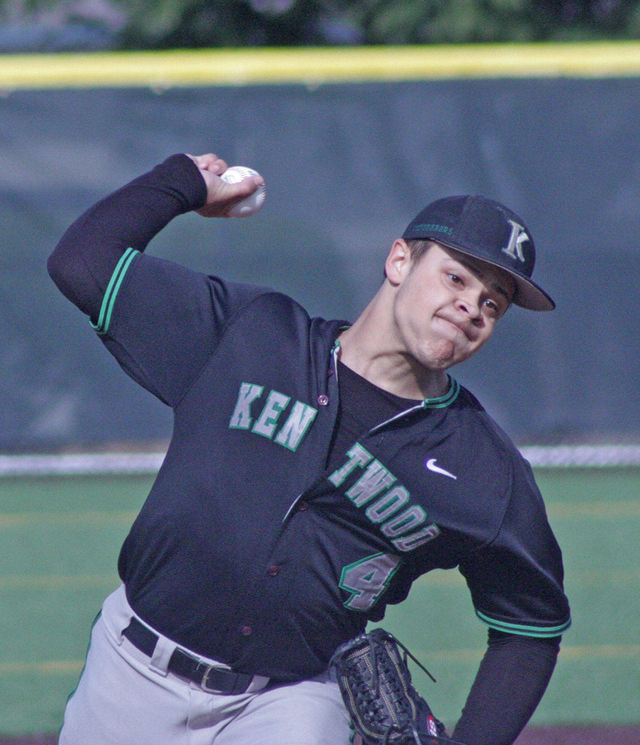 Kentwood starter Bryson Johnson and relievers put away Kennedy Catholic for a 9-0 win Monday. MARK KLAAS, Kent Reporter