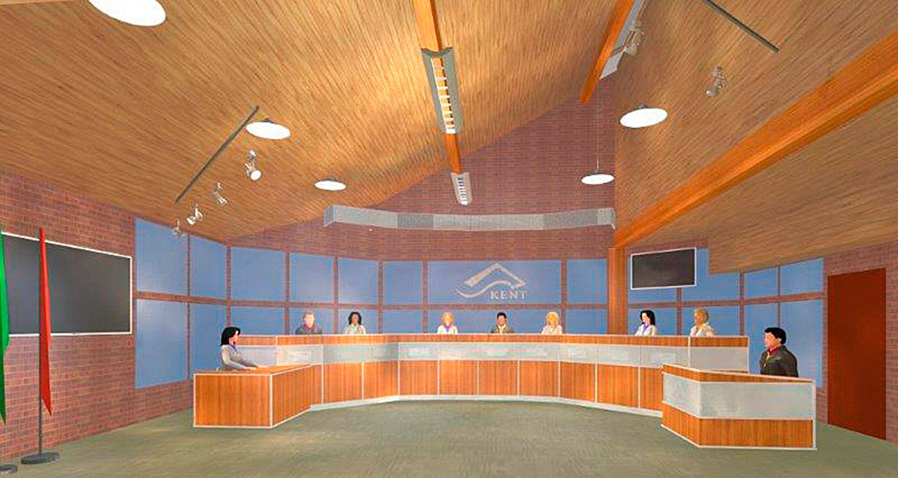 A rendering of what an upgraded Kent City Council Chambers would look like. COURTESY GRAPHIC, City of Kent