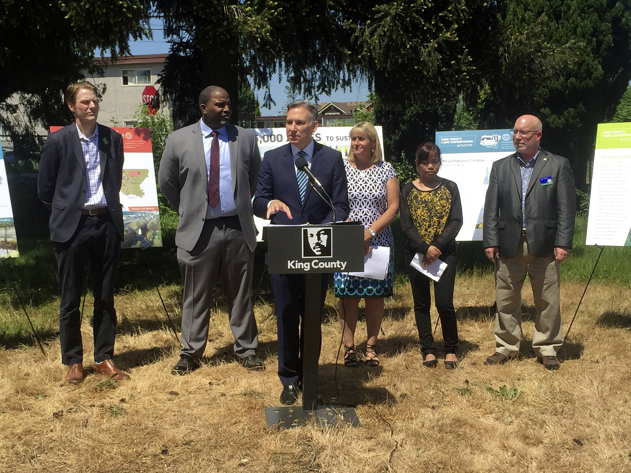 King County Executive Dow Constantine announced his plan to buy up 65,000 acres of land for conservation at a May 23 press conference in Tukwila. Photo by Josh Kelety
