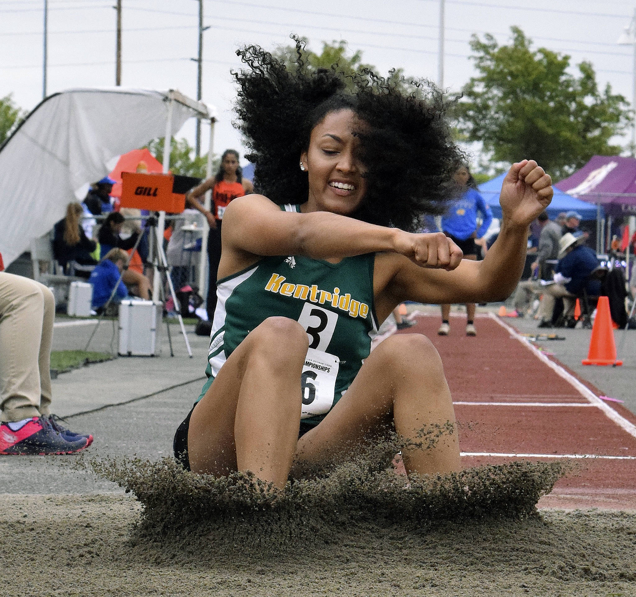 Kentridge’s Lauryn ‘Lolo’ Ford took third in the long jump with a personal-best leap of 18 feet, 11¼ inches. RACHEL CIAMPI, Reporter