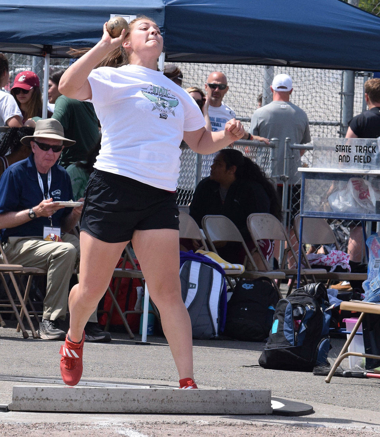 Kentlake’s Jordan Fong, bound for Stanford, took silver in the shot put with a heave of 41 feet, 6¾. RACHEL CIAMPI, Reporter