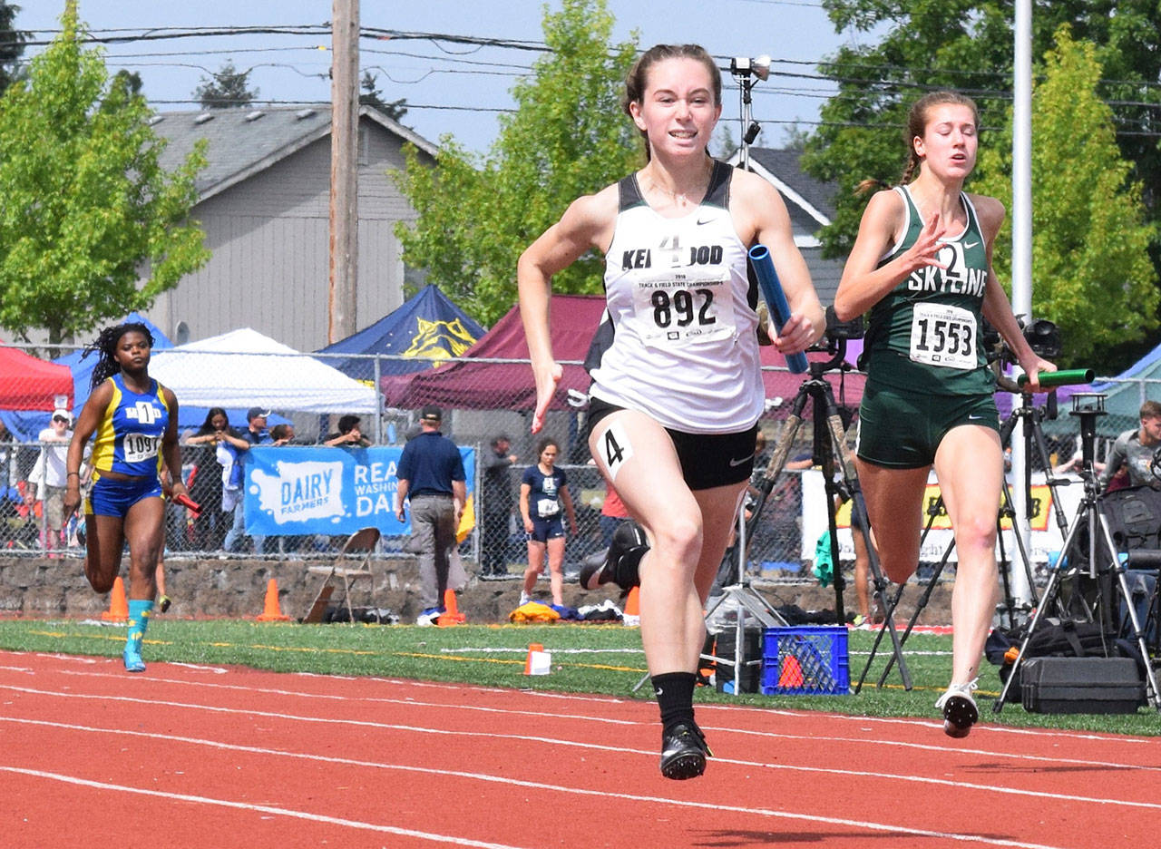Kentwood’s 400-meter relay finished second in 48.03 seconds, with Hailey Suit pulling anchor duty. She also took sixth in the 100 at 12.33. RACHEL CIAMPI, Reporter