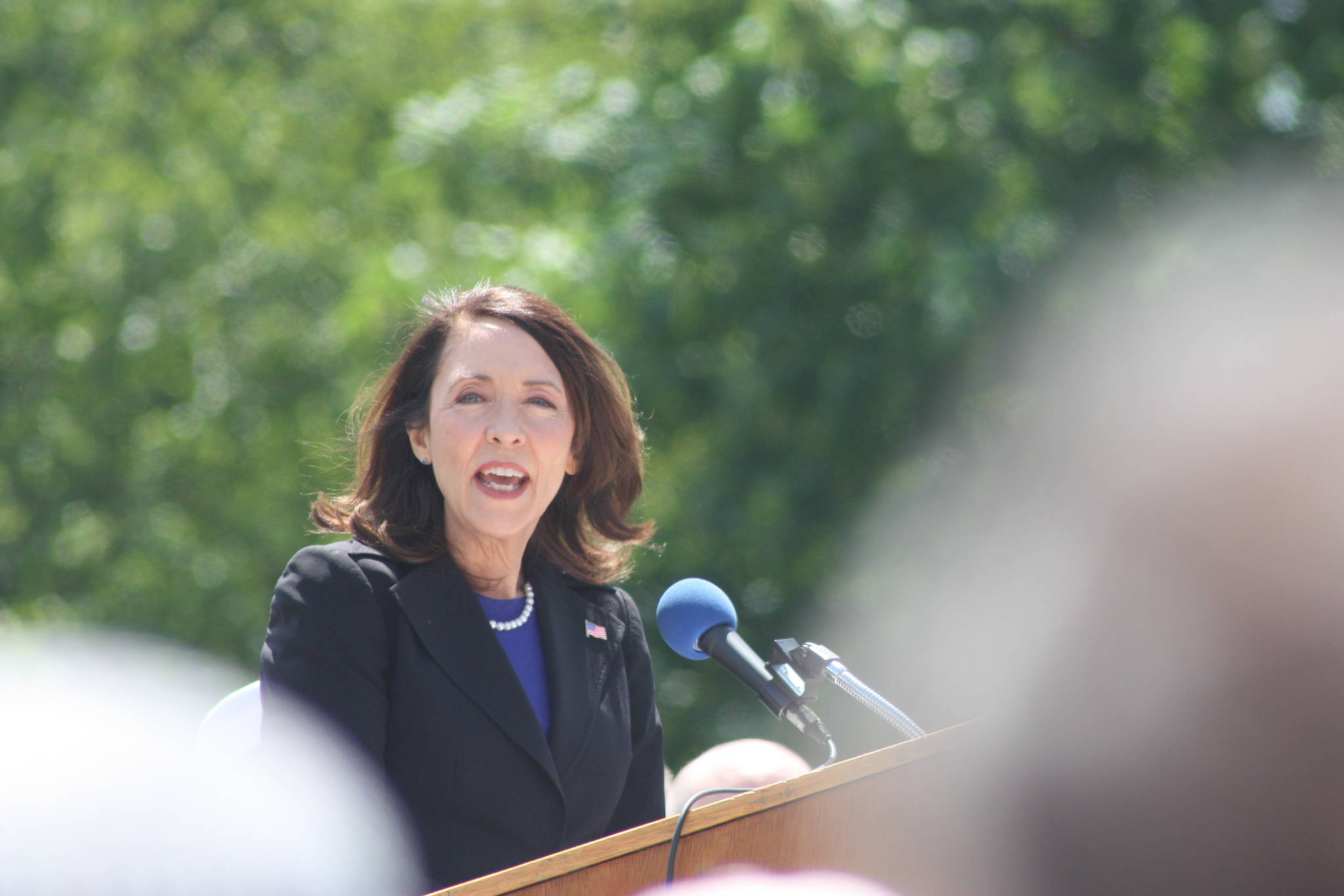 U.S. Sen. Maria Cantwell, D-Wash., the guest speaker, addresses the gathering at Tahoma National Cemetery on Monday. MARK KLAAS, Kent Reporter