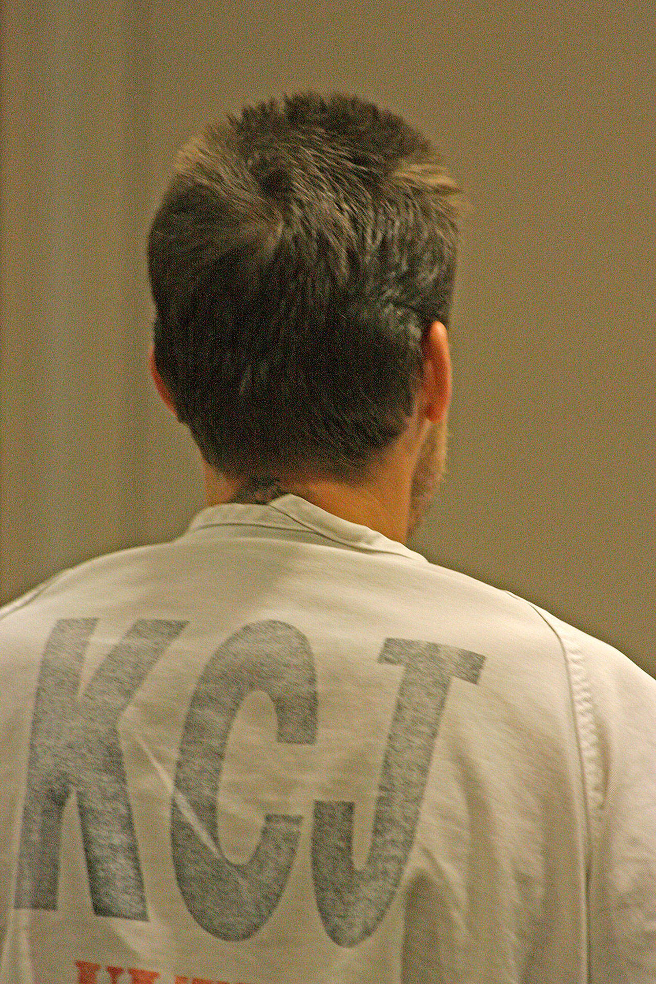 Brett Barney pleads not guilty Monday to second-degree assault of a Kent Police officer. MARK KLAAS, Kent Reporter