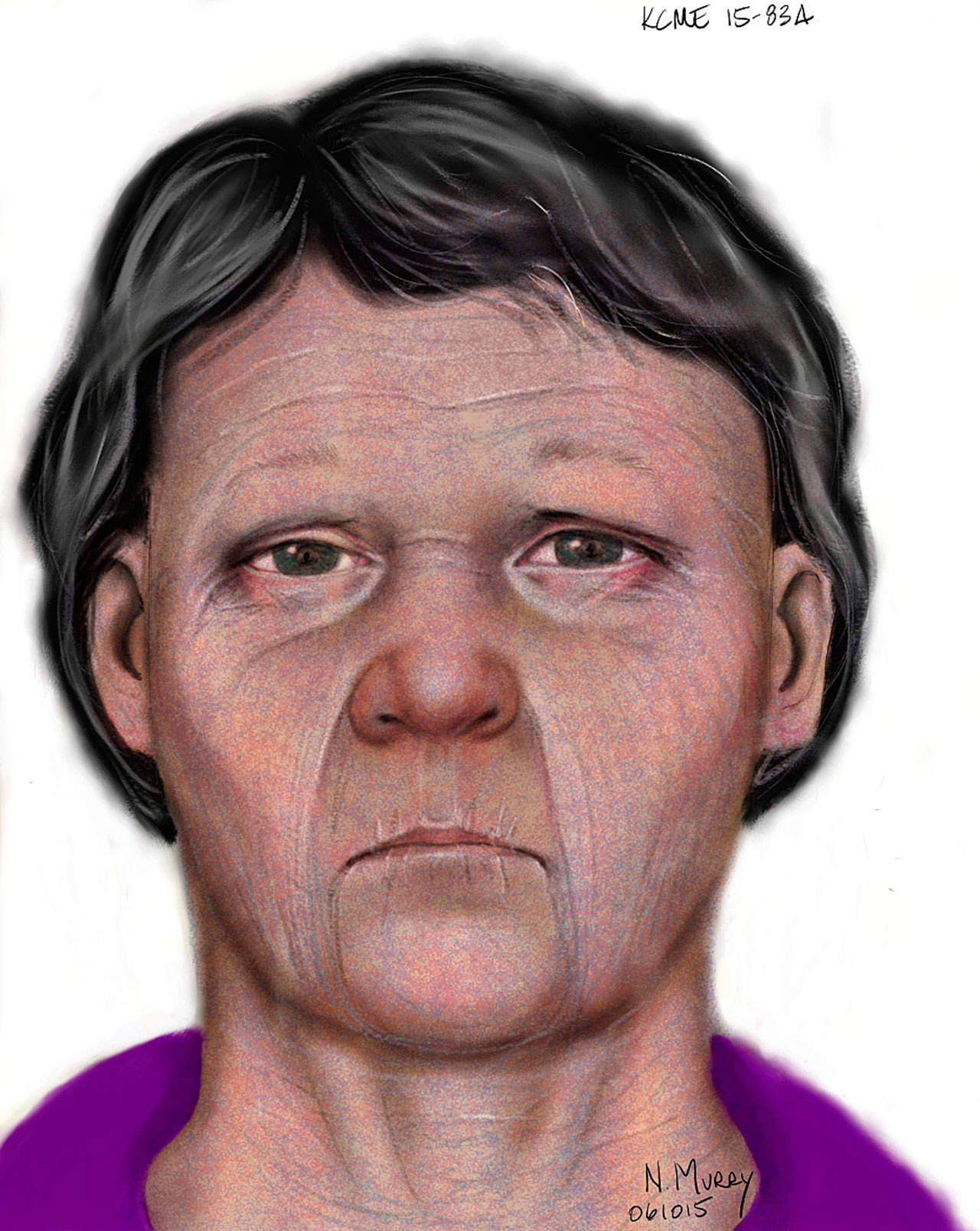 The King County Medical Examiner’s Office is seeking help to identify this woman found along Frager Road in Kent in 2015. COURTESY SKETCH, Medical Examiner’s Office