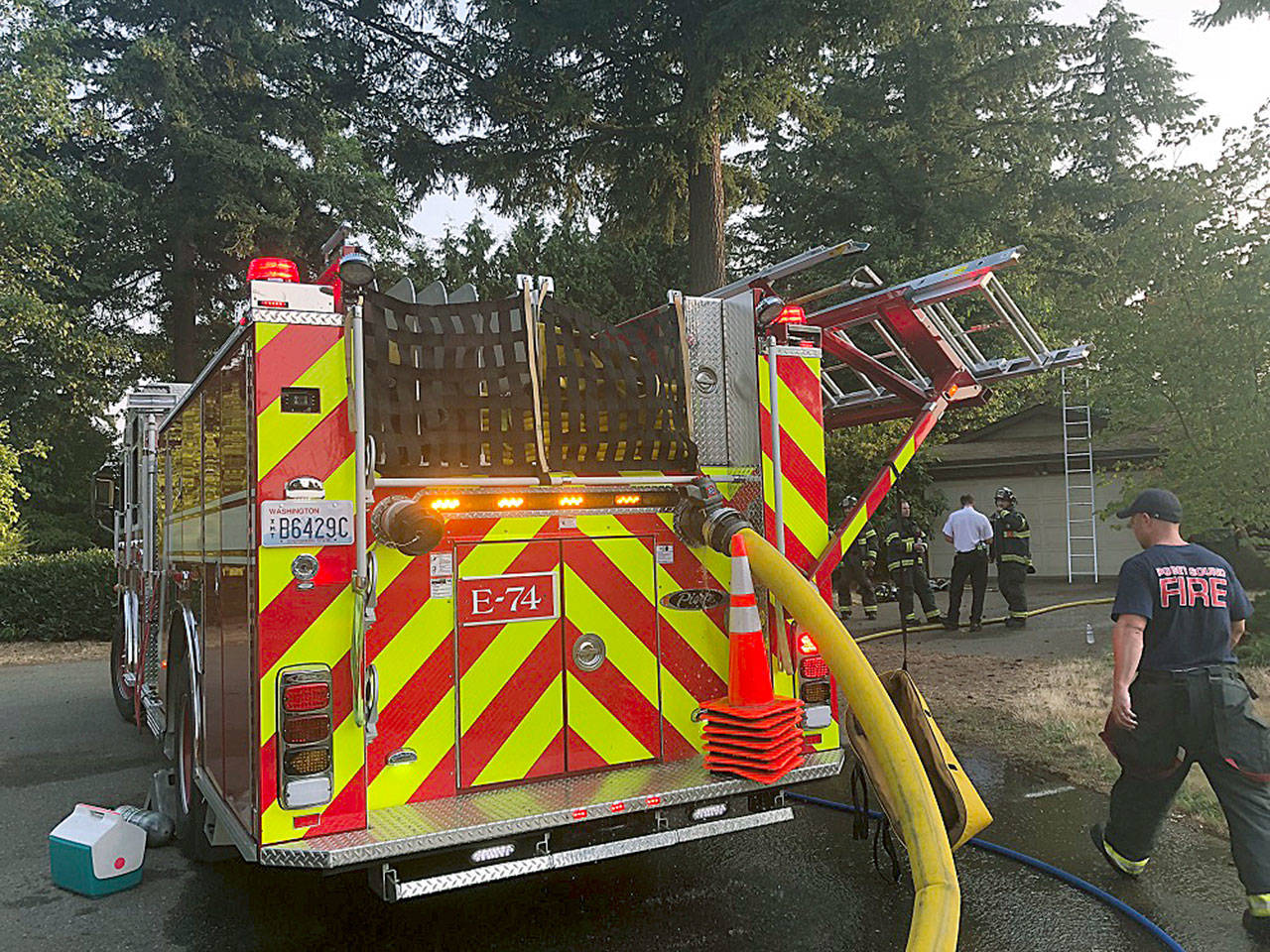 Puget Sound Regional Fire Authority crews were busy putting out two structure fire in Kent that occurred almost simultaneously Thursday. COURTESY PHOTO, Puget Sound RFA