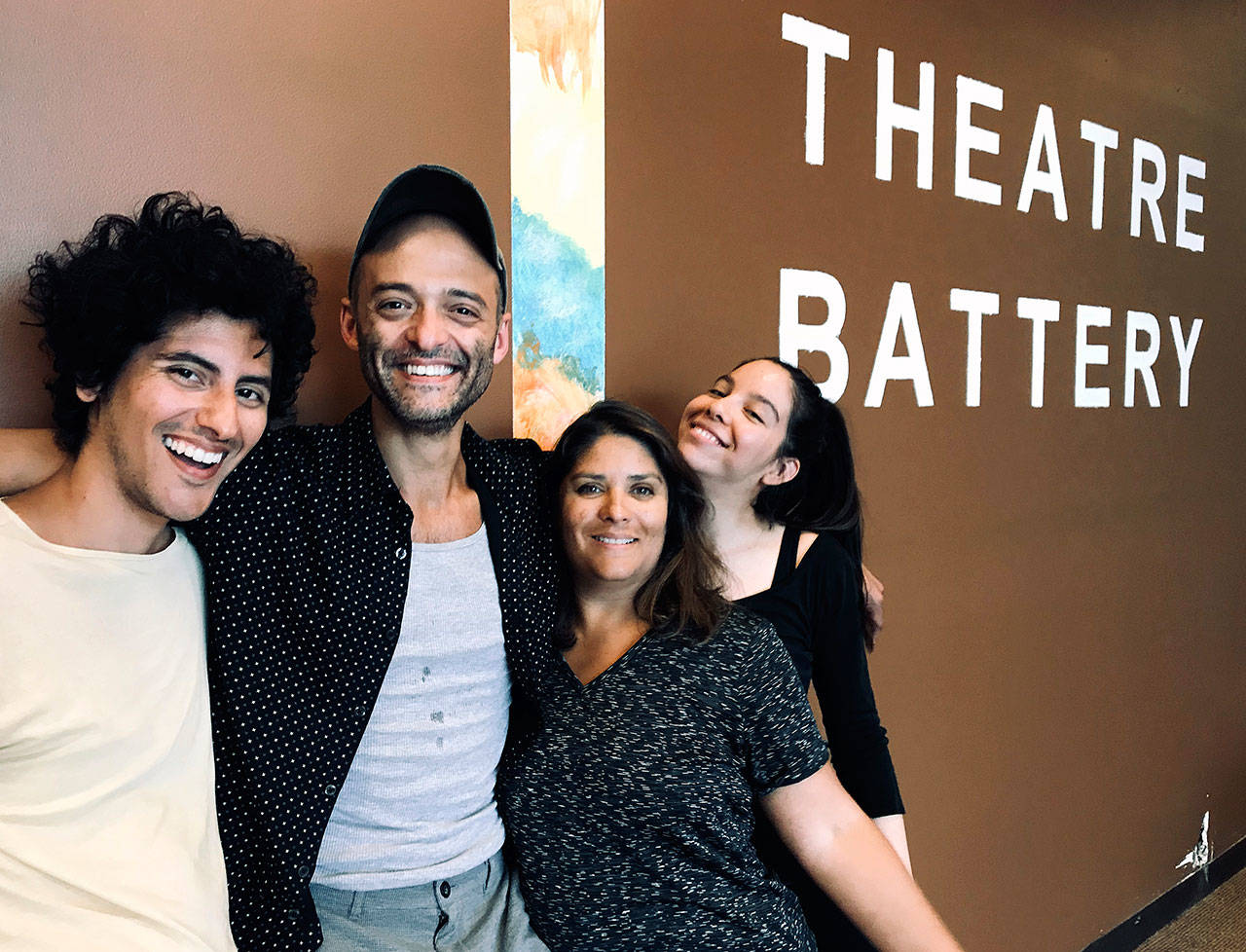 The creative force behind “Alma,” includes, from left, Benjamin Benne (playwright), Brandon J. Simmons (director) and actresses Anabel Hovig (Alma) and Klarissa Marie Robles (Angel). COURTESY PHOTO, Theatre Battery