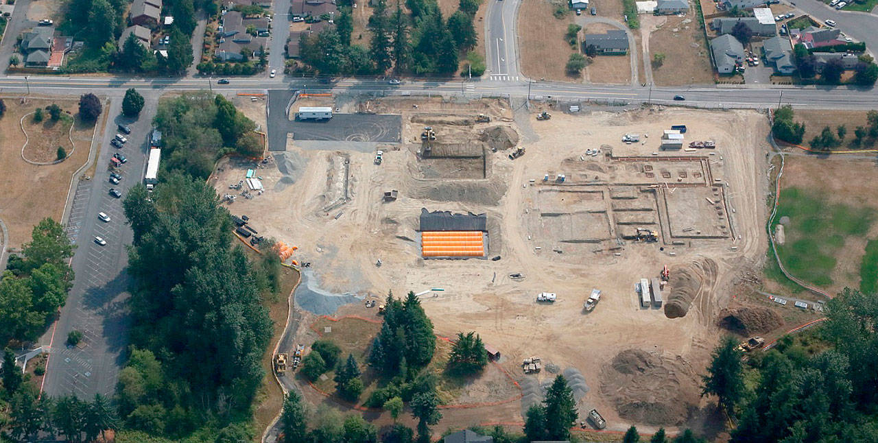An aerial view of construction of the new YMCA on Kent’s East Hill. COURTESY PHOTO, City of Kent