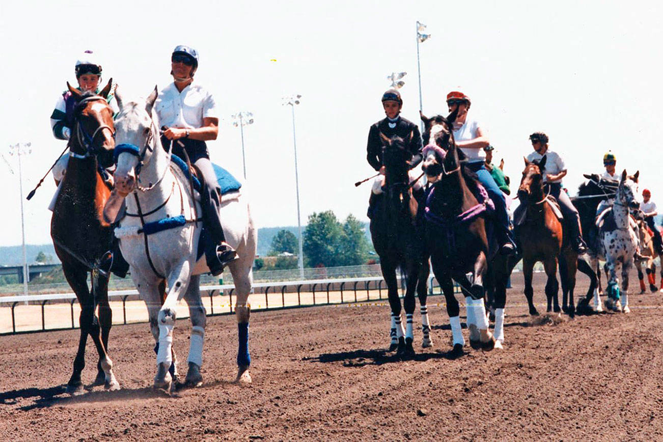 Parade to post for Race 1, June 20, 1996. COURTESY TRACK PHOTO