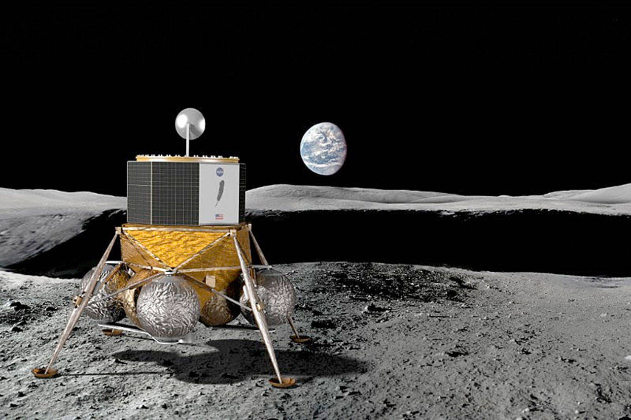 A rendering of Blue Origin’s Blue Moon lunar lander. COURTESY, Blue Origin