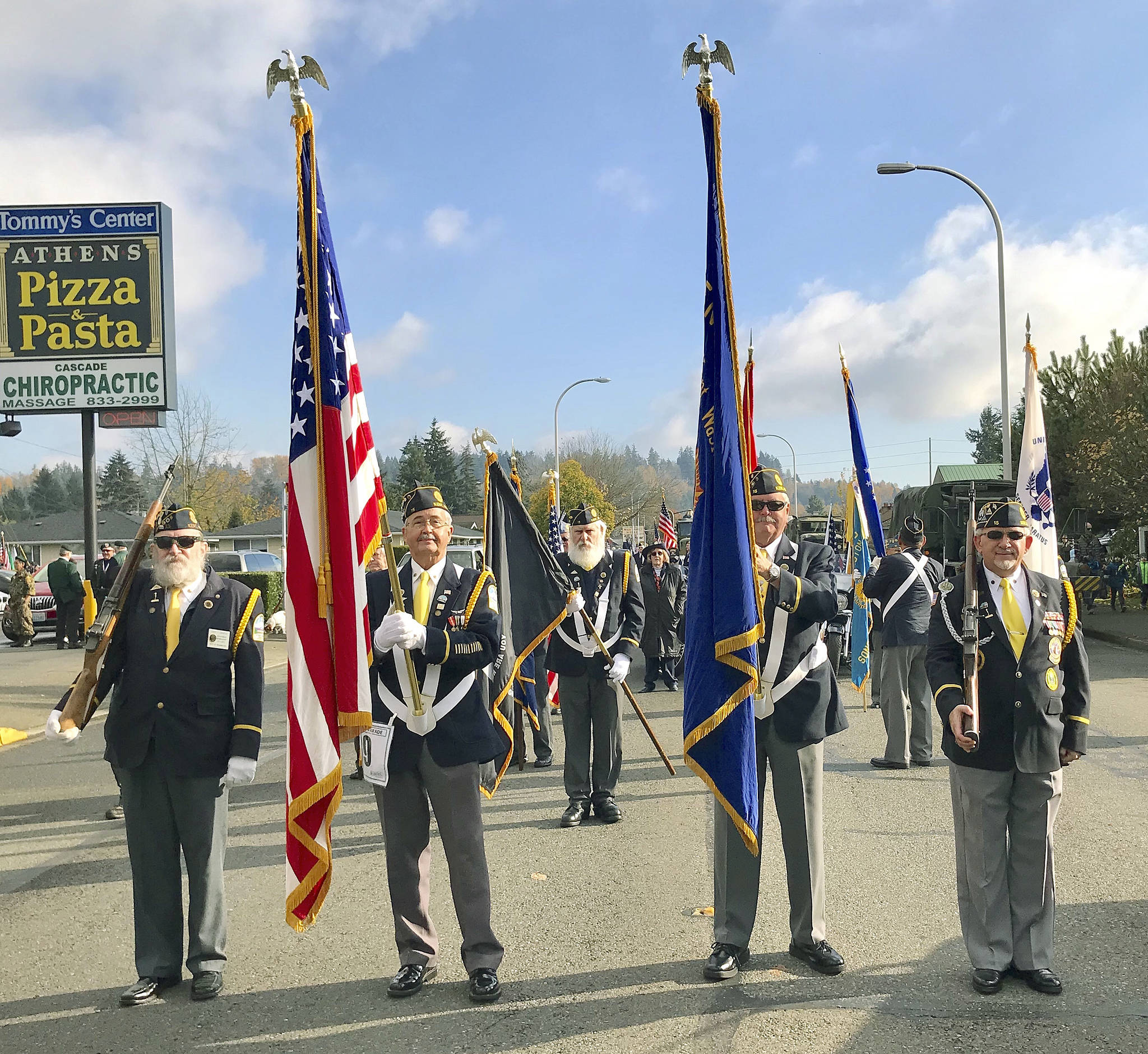 Legionnaires Color/Honor Guard represents Kent at Auburn Veterans Parade