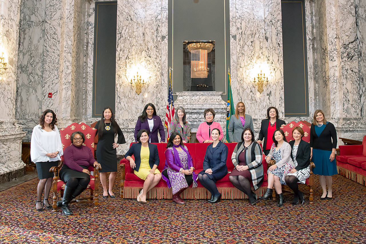 Women of color caucus in the state reception room at Olympia. COURTESY PHOTO, Washington State Legislature