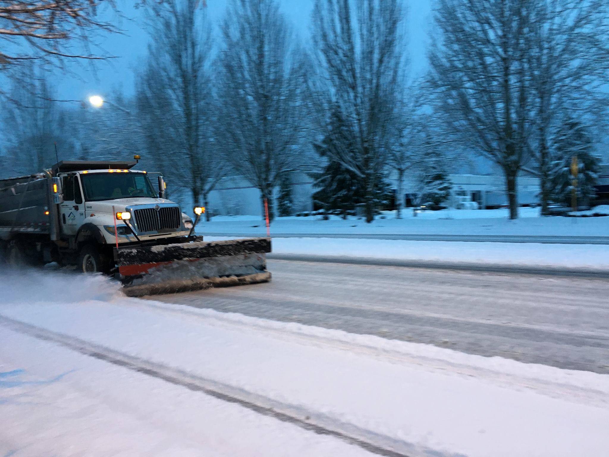 City crews and their plows continue to work around the clock on storm-socked streets. COURTESY PHOTO, city of Kent