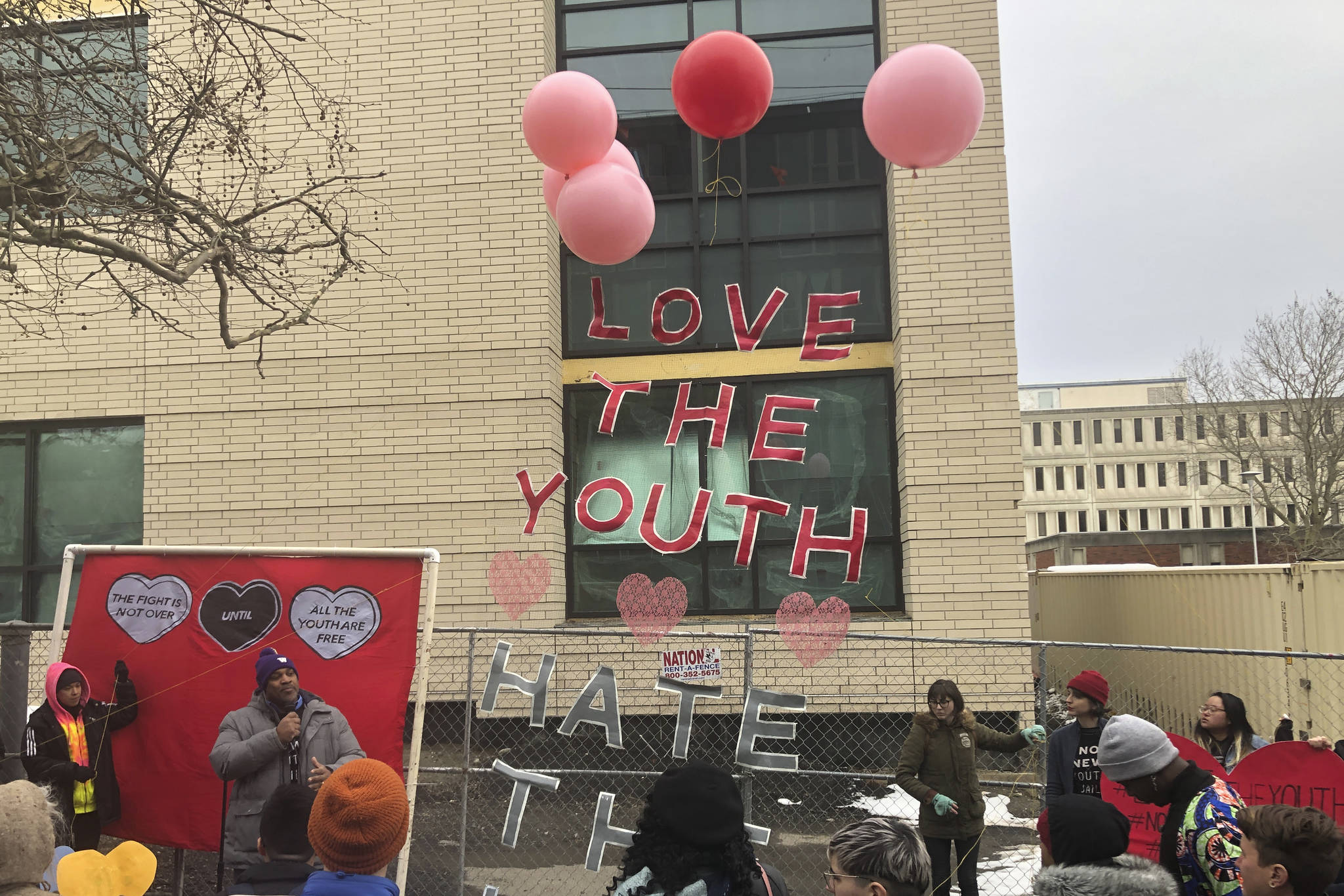 No New Youth Jail Coalition’s Valentine’s Day press conference outside of the King County Youth Services Center. Photo by Melissa Hellmann