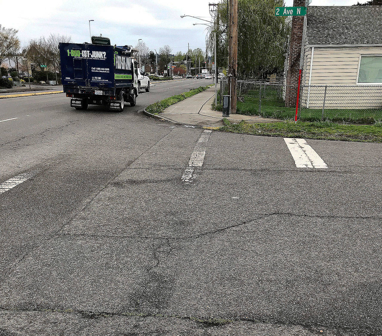 The city of Kent will apply for a $250,000 grant from Sound Transit to put in a crosswalk with a signal at Second Avenue North and West James Street. MARK KLAAS, Kent Reporter