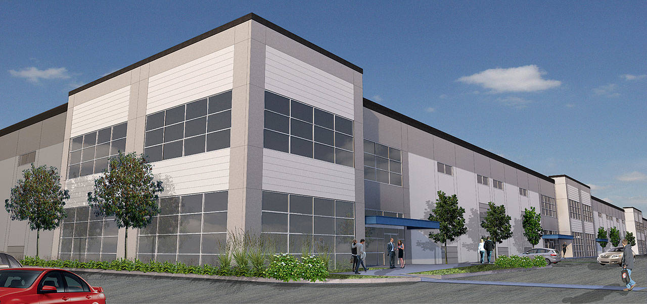 A rendering of Bridge Point Kent 100, an industrial facility to be built at 26524 79th Ave. S. COURTESY GRAPHIC, Bridge Development
