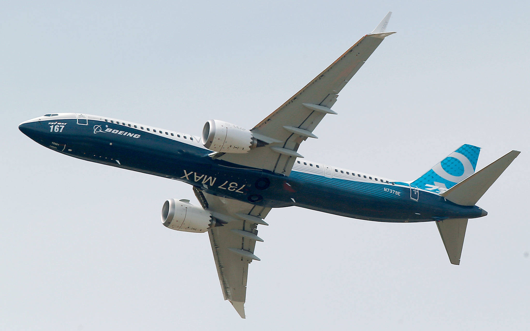 A Boing 737 Max 9 during a demonstration flight at the Paris Air Show in Le Bourget, France, in 2017. (AP Photo/Michel Euler)
