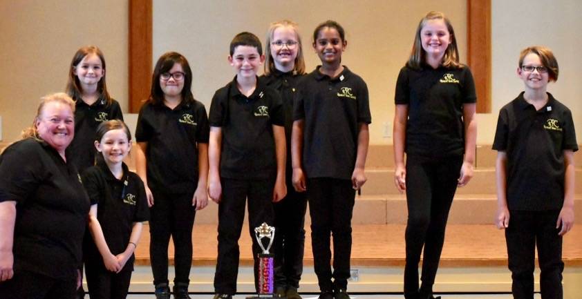 Choir members are, from left: Karen Martin, Primo Voce instructor and Kent Elementary music specialist; Nelli Southwick, Covington Elementary; Sophia Dermody, Sunrise Elementary; Elizabeth Ollom, Martin Sortun Elementary; Dennis Mottern, Covington Elementary; Isabelle Paxton, Sunrise Elementary; Irene Biju, Sherwood Forest Elementary, Federal Way; Holly Johnson, Maple Valley homeschool; and Taylor Roy, Lake Youngs Elementary. Not pictured is Latin Wombles, Grass Lake Elementary. COURTESY PHOTO