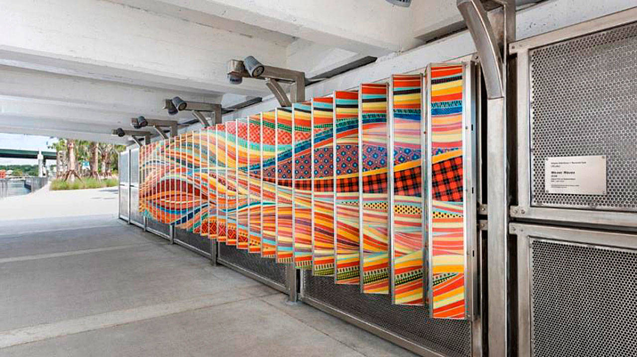 The future Kent/Des Moines station area will feature artwork by Norman Lee and Shane Allbritton of RE:site Studio. Shown in the photo above is their piece “Woven Waves” from the Tampa Riverwalk in Florida. COURTESY PHOTO, Sound Transit