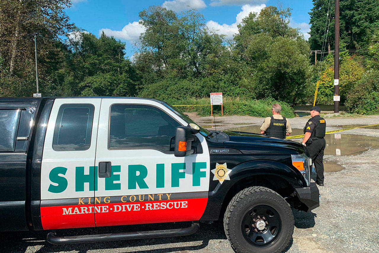 The King County Sheriff’s Office Marine Unit conducts a search for a man in the Green River on Tuesday. COURTESY PHOTO, Sheriff’s Office