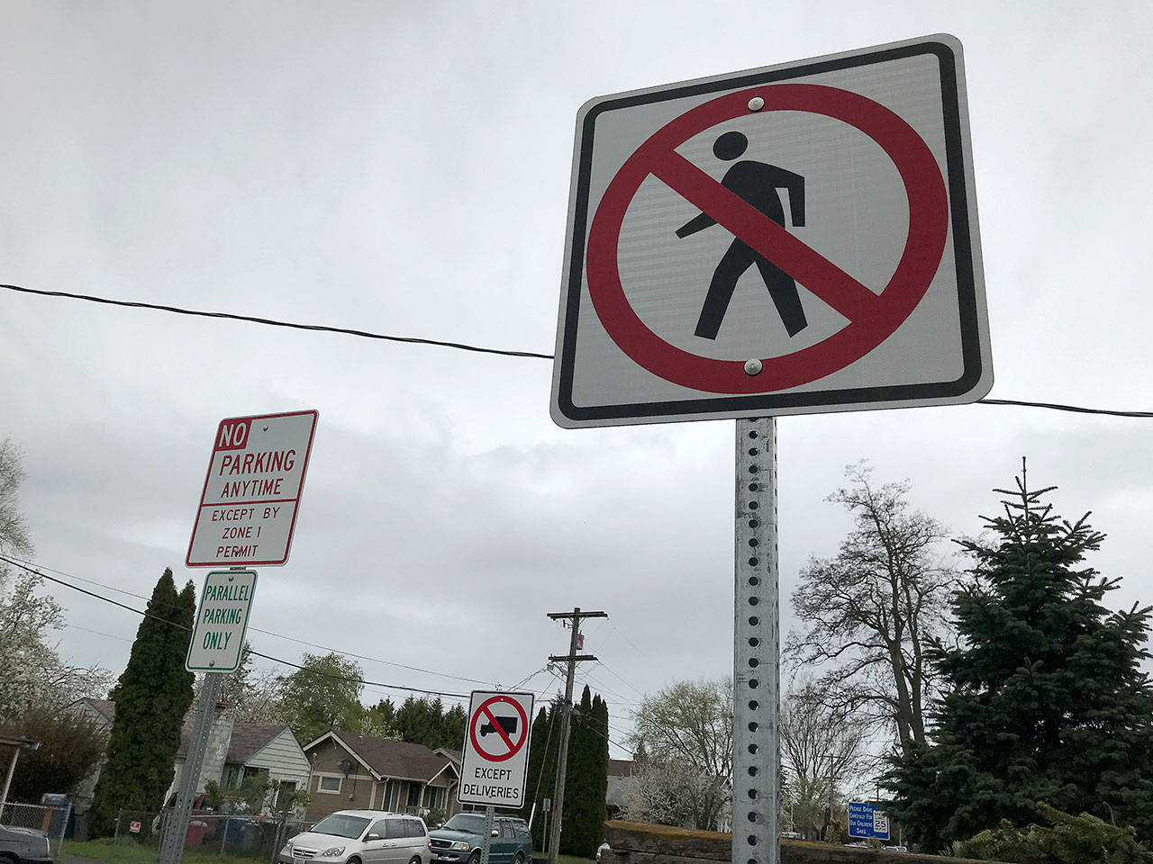 People aren’t supposed to cross at Second Avenue and West James Street but many do anyway. The city of Kent will receive funds from Sound Transit to install a crosswalk with a signal in the next year or two. FILE PHOTO
