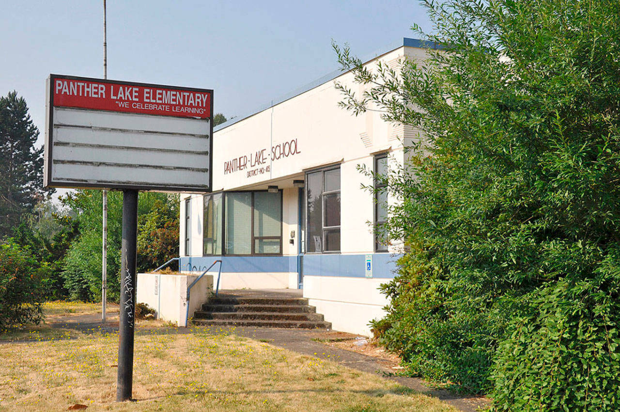 The former Panther Lake Elementary School was torn down in 2019 to make room for a new location for Kent Phoenix Academy and Kent Mountain View Academy. FILE PHOTO