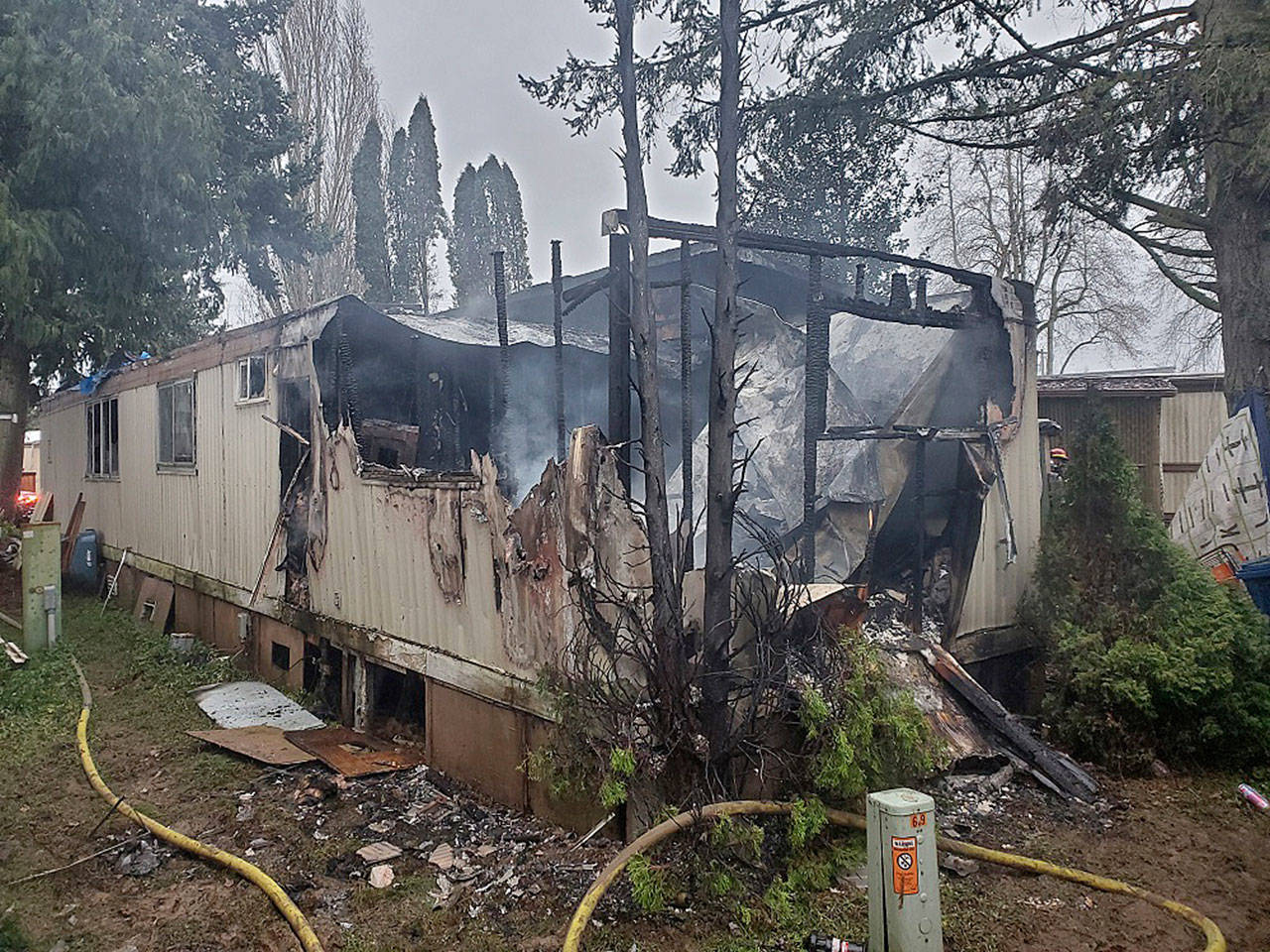 A husband and wife died Monday in a fire at the Circle K Mobile Home Park in the 800 block of the West Valley Highway. COURTESY PHOTO, Puget Sound Fire