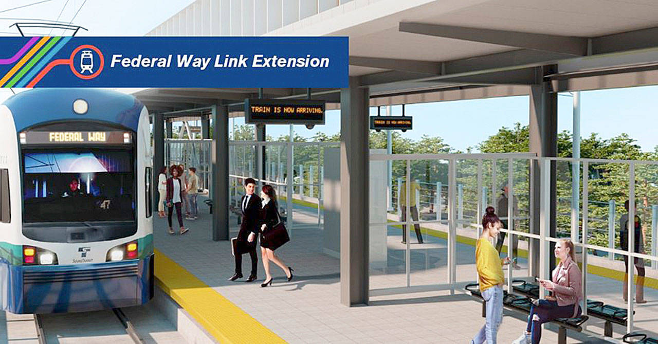 A rendering of a Federal Way Link Extension light rail station. COURTESY GRAPHIC, Sound Transit