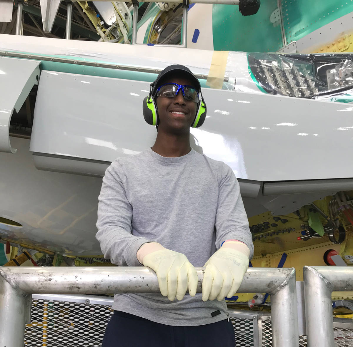 Core Plus Aerospace graduate Khalid Abdikarani is an electrician at The Boeing Company and is studying electrical engineering at the University of Washington.