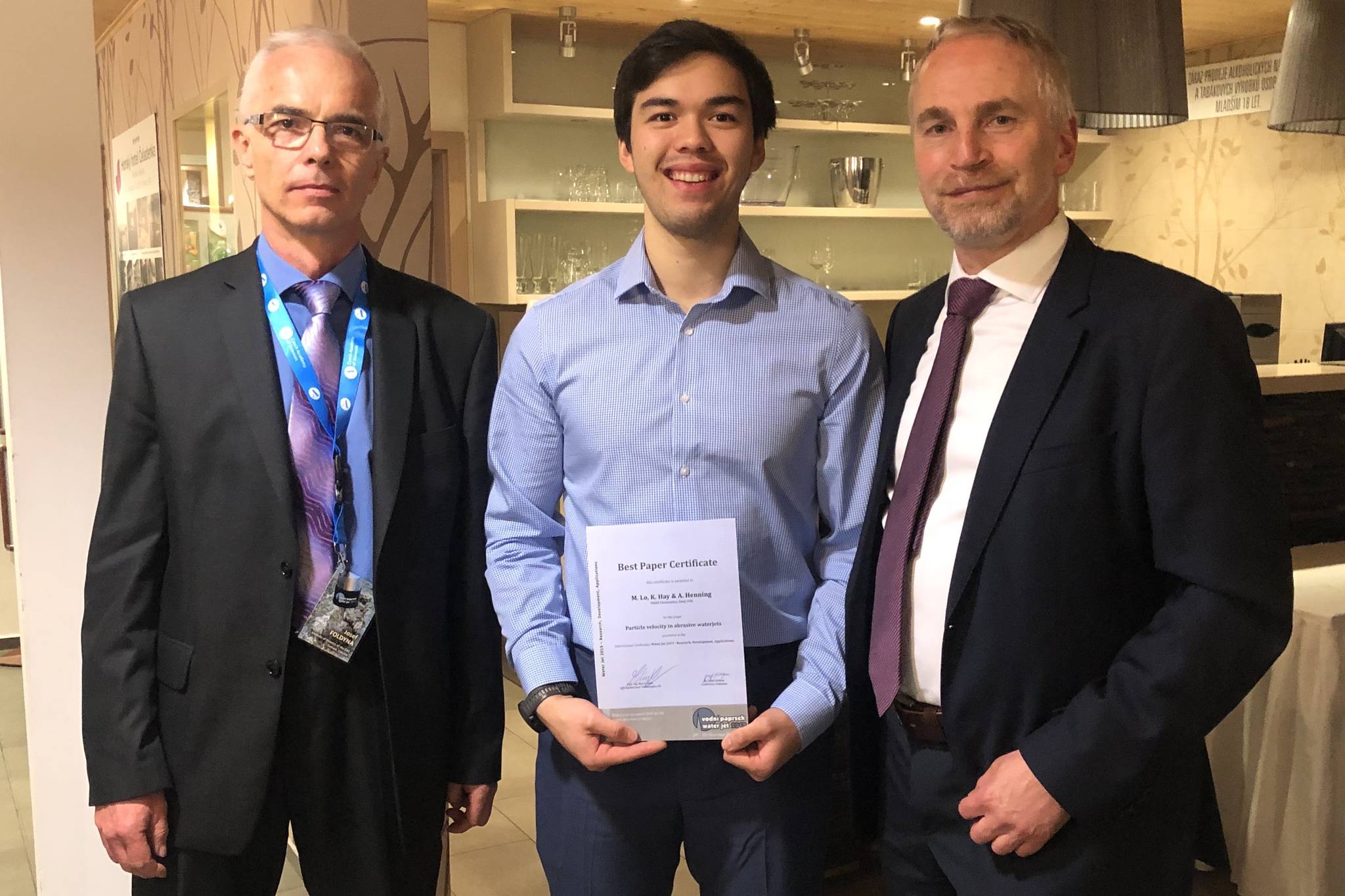 OMAX trio selected for Best Paper at Water Jet 2019 Conference