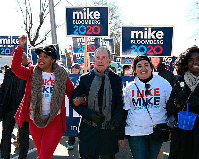 Democratic presidential candidate Mike Bloomberg at a march in January in Little Rock, Arkansas. COURTESY PHOTO, Bloomberg 2020