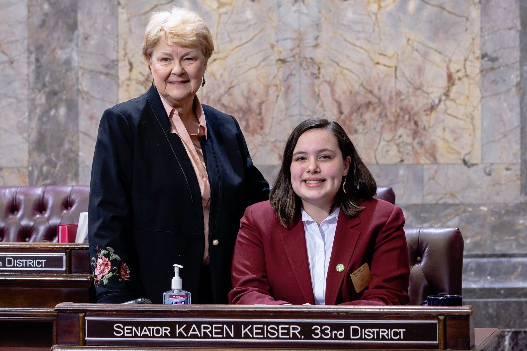 Sen. Karen Keiser with page Amber Bird. COURTESY PHOTO, Washington State LSS