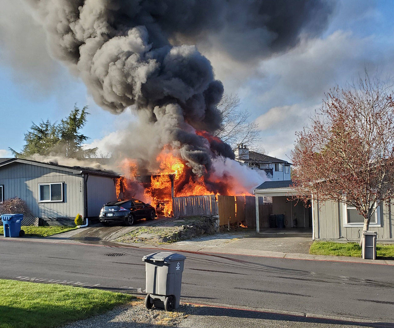 A house burns Thursday evening in Kent in the 15000 block of SE 274th Place. COURTESY PHOTO, Puget Sound Fire