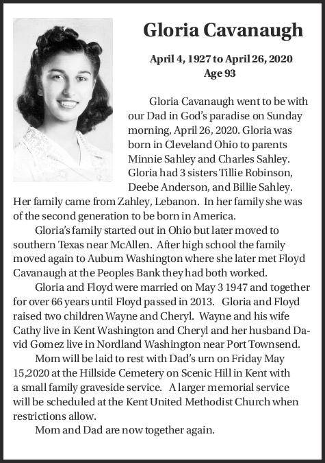 Obituary: Gloria Cavanaugh