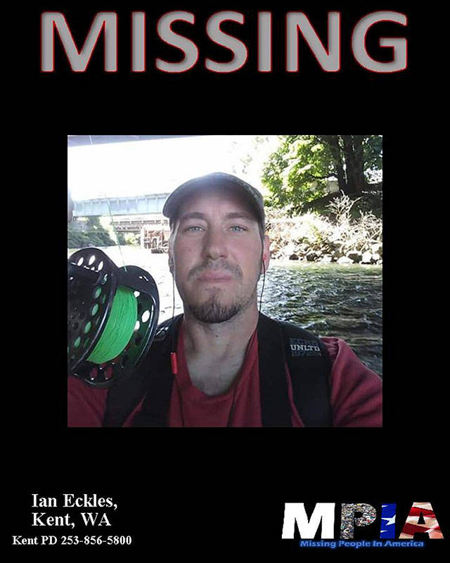 Ian Eckles, 41, of Kent, who is still missing after his May 16 disappearance, reportedly was killed by a man that Kittitas County Sheriff’s Office detectives are still searching for in Central Washington. COURTESY PHOTO