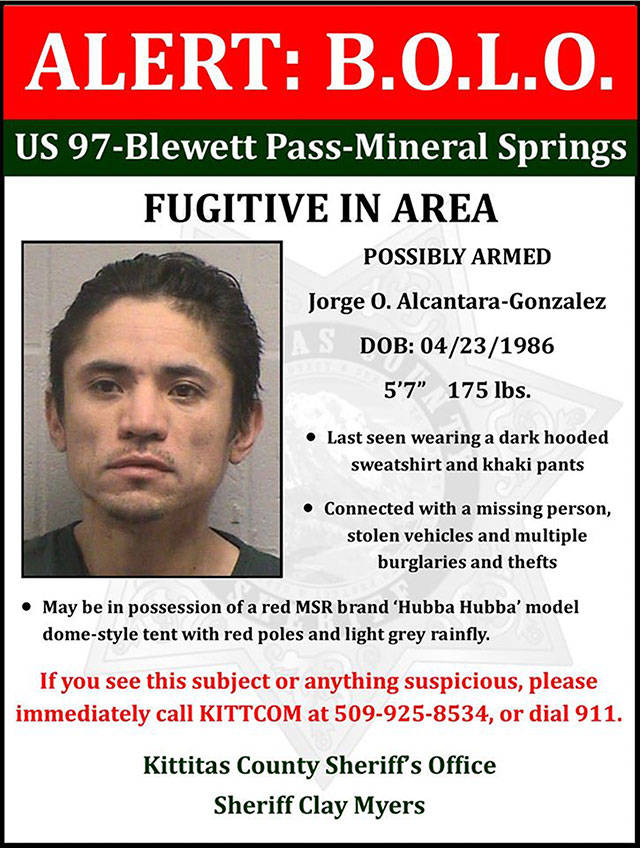 The search continues in Central Washington this week for Jorge Alcantara-Gonzalez, wanted for the killing of Ian Eckles, 41, of Kent. COURTESY PHOTO, Kittitas County Sheriff’s Office