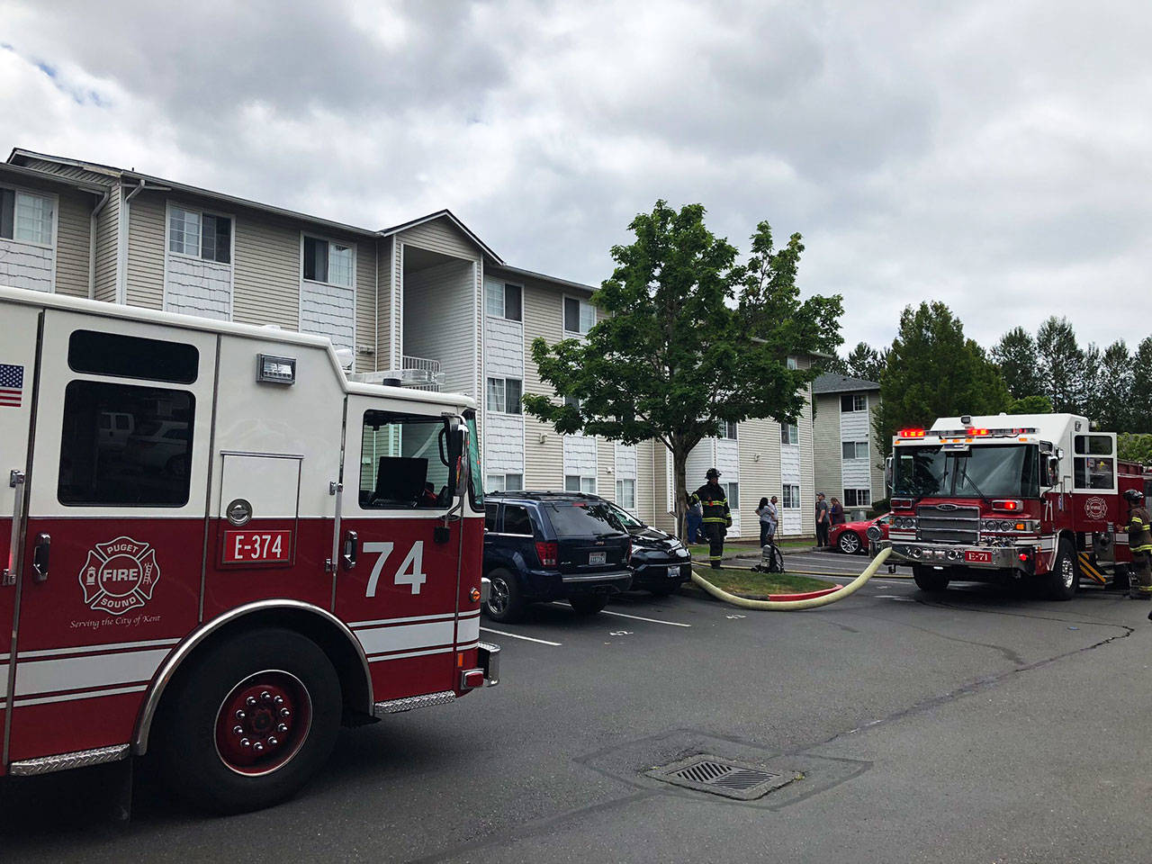 Puget Sound Fire responds to a kitchen fire June 24 at the Alderbrook Apartments in the 400 block of Novak Lane. COURTESY PHOTO, Puget Sound Fire